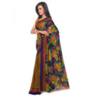 Printed Faux Georgette Gold Color Saree - ElegantAlpha