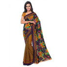 Printed Faux Georgette Gold Color Saree - ElegantAlpha