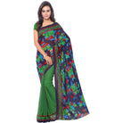 Printed Faux Georgette Green1 Color Saree - ElegantAlpha