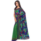 Printed Faux Georgette Green1 Color Saree - ElegantAlpha