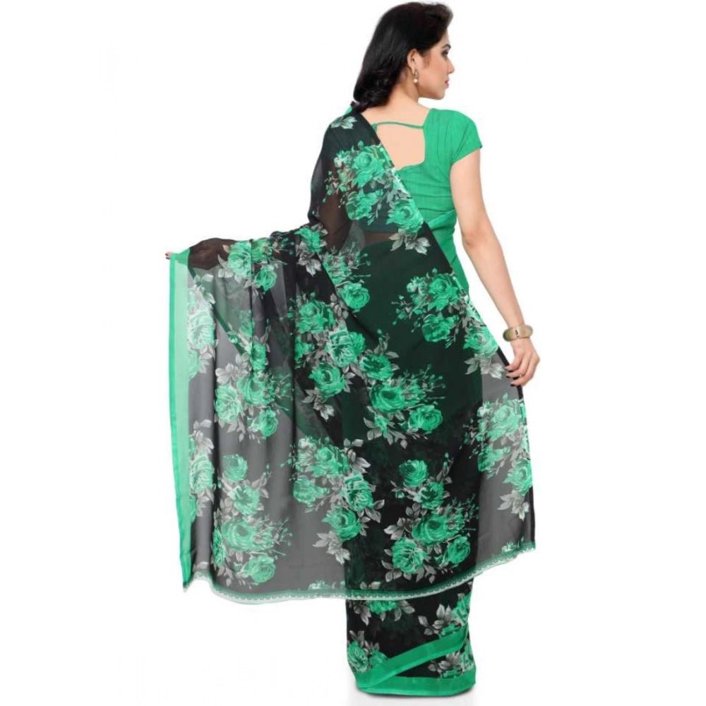 Printed Faux Georgette Green2 Color Saree - ElegantAlpha