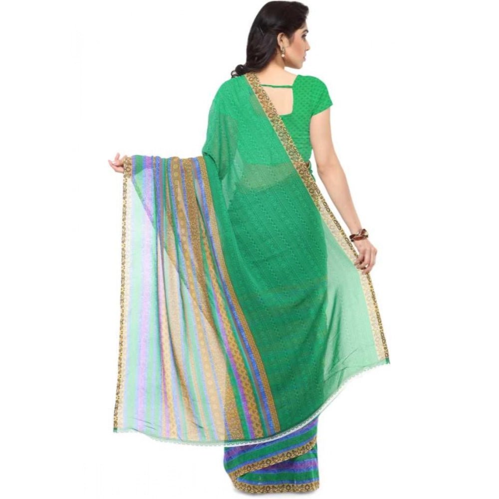 Printed Faux Georgette Green3 Color Saree - ElegantAlpha