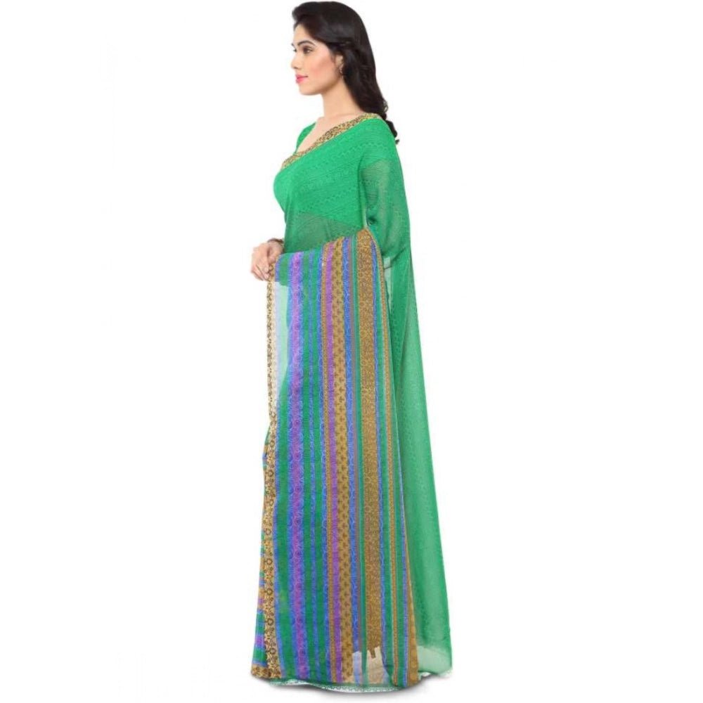 Printed Faux Georgette Green3 Color Saree - ElegantAlpha