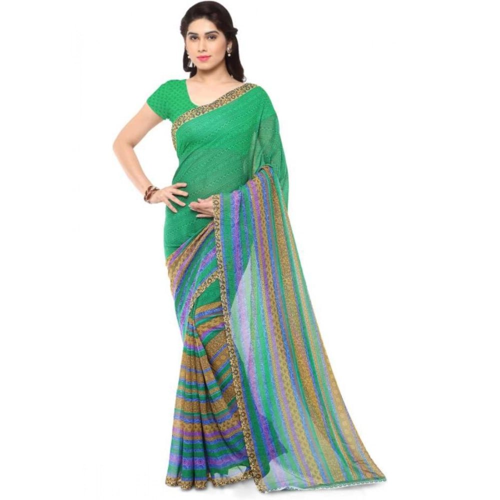 Printed Faux Georgette Green3 Color Saree - ElegantAlpha