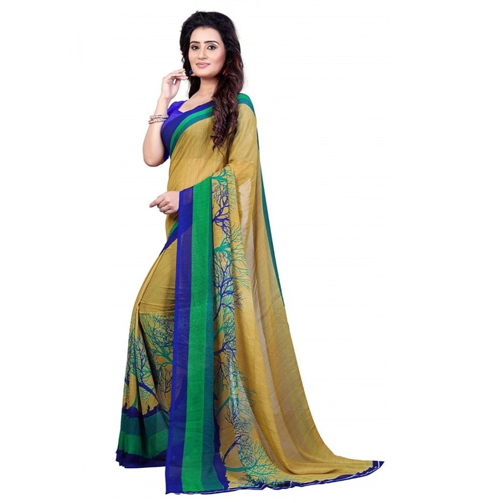 Printed Faux Georgette Green4 Color Saree - ElegantAlpha