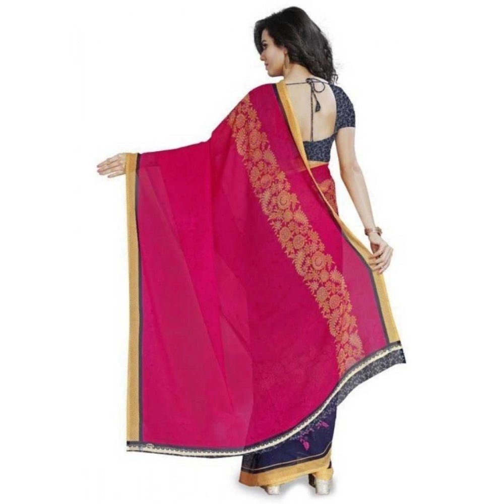 Printed Faux Georgette Pink4 Color Saree - ElegantAlpha