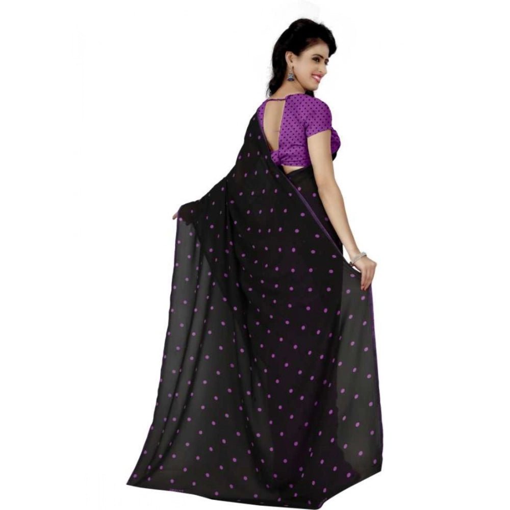 Printed Faux Georgette Purple2 Color Saree - ElegantAlpha