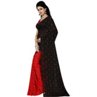 Printed Faux Georgette Red black Color Saree - ElegantAlpha