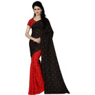 Printed Faux Georgette Red black Color Saree - ElegantAlpha