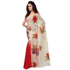 Printed Faux Georgette Red1 Color Saree - ElegantAlpha