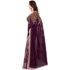 Printed Faux Georgette Wine Color Saree - ElegantAlpha