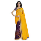 Printed Faux Georgette Yellow3 Color Saree - ElegantAlpha