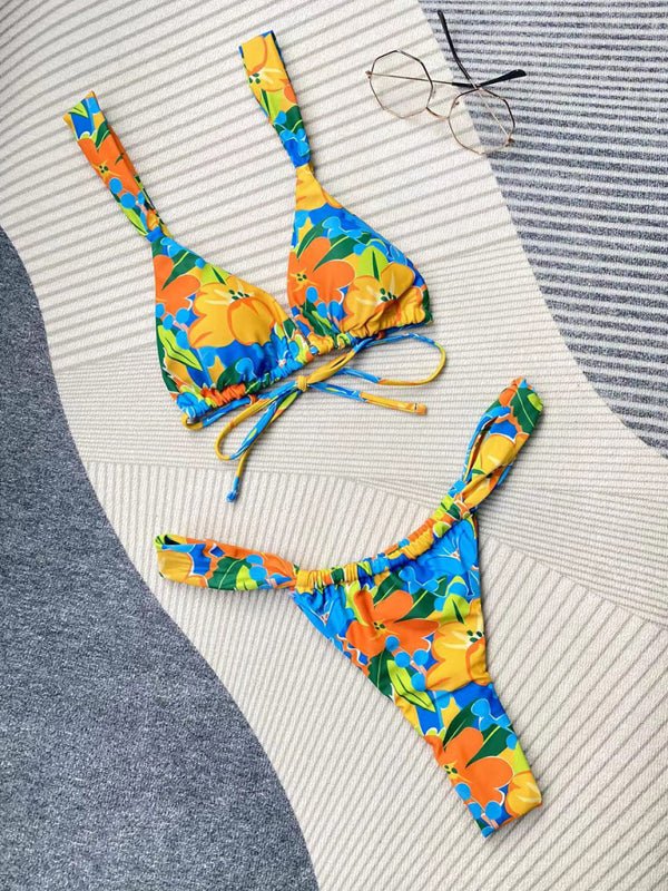 Printed strappy split bikini - ElegantAlpha