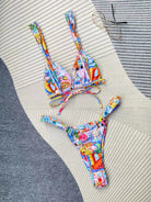 Printed strappy split bikini - ElegantAlpha