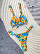 Printed strappy split bikini - ElegantAlpha