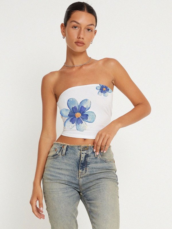 Printed tube top vest - ElegantAlpha