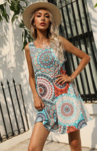 Printed Vest Round Neck Slim Dress - ElegantAlpha