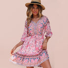 Printed Vintage Pink Dress - ElegantAlpha®