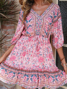 Printed Vintage Pink Dress - ElegantAlpha®