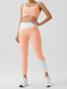 Recycled fabric light color contrast yoga pants - ElegantAlpha