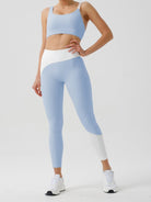 Recycled fabric light color contrast yoga pants - ElegantAlpha