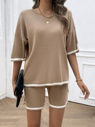 Round neck casual sweater two - piece set - ElegantAlpha