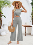 Round neck short sleeve knitted jumpsuit - ElegantAlpha