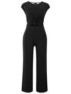 Round neck short sleeve knitted jumpsuit - ElegantAlpha