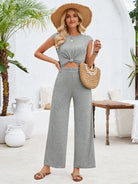 Round neck short sleeve knitted jumpsuit - ElegantAlpha