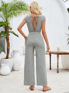 Round neck short sleeve knitted jumpsuit - ElegantAlpha