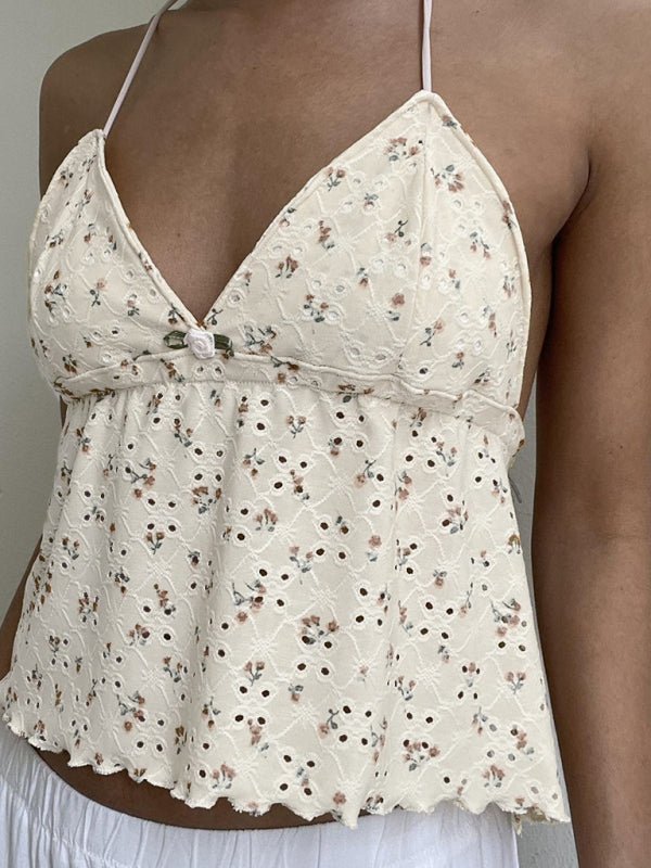 Ruffled floral camisole vest - ElegantAlpha