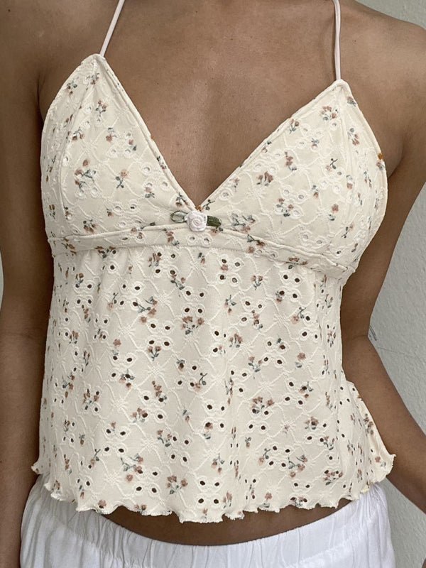 Ruffled floral camisole vest - ElegantAlpha