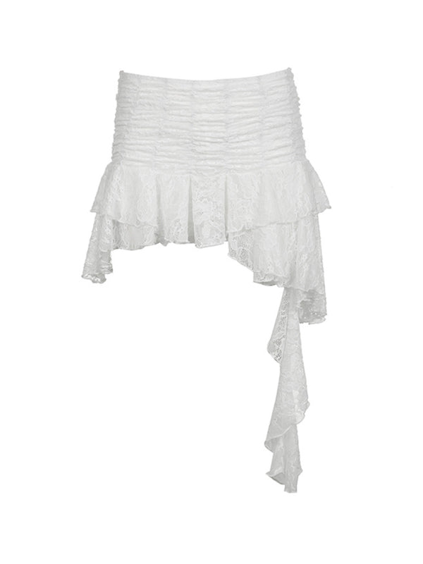 Ruffled ribbon solid color low waist skirt - ElegantAlpha®