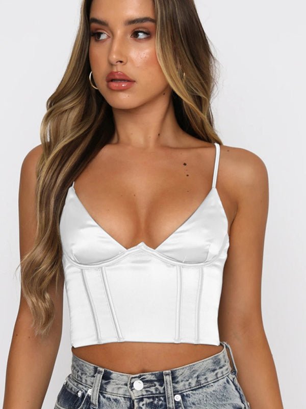 Satin Camisole Crop Top - ElegantAlpha