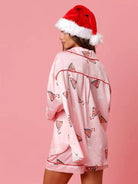 Satin Plaid Print Santa Claus Casual Shorts Set - ElegantAlpha®