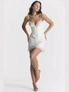 Satin V-neck strapless backless dress - ElegantAlpha®