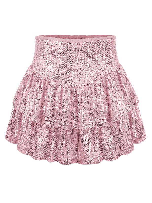 Sequin Double Layer Pleated Skirt - ElegantAlpha®