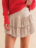 Sequin Double Layer Pleated Skirt - ElegantAlpha®