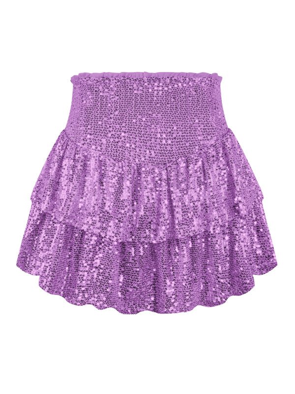 Sequin Double Layer Pleated Skirt - ElegantAlpha®