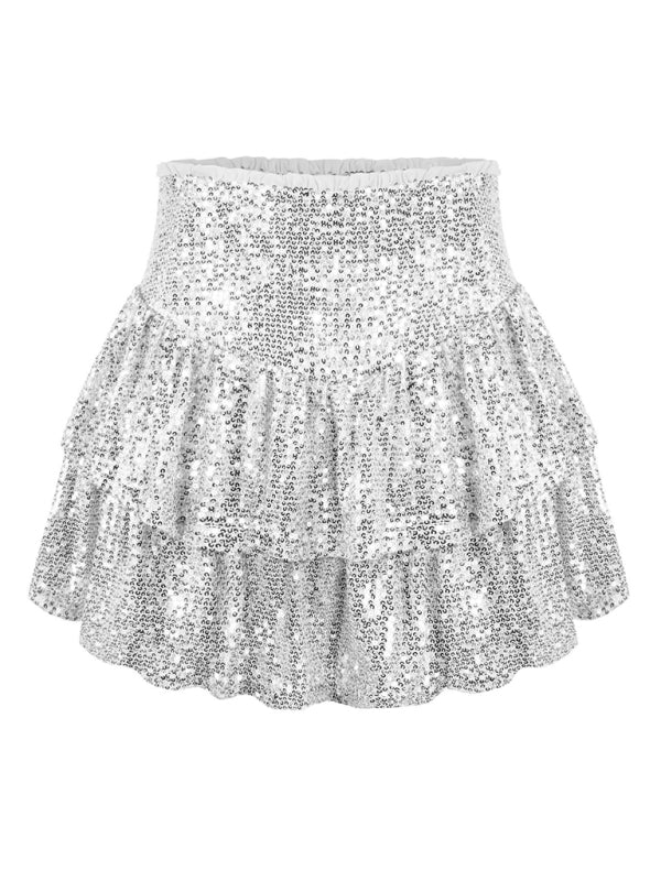 Sequin Double Layer Pleated Skirt - ElegantAlpha®