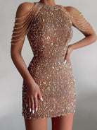 Sequined Chain Beads Bodycon Dress - ElegantAlpha