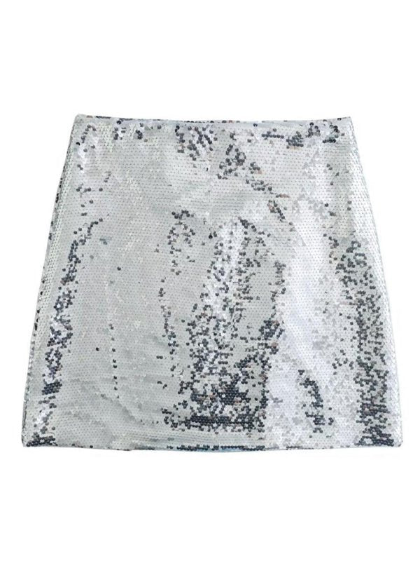 Sequined high waist skirt with slits on both sides - ElegantAlpha®