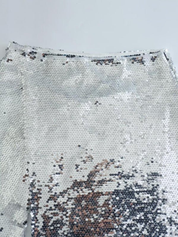 Sequined high waist skirt with slits on both sides - ElegantAlpha®