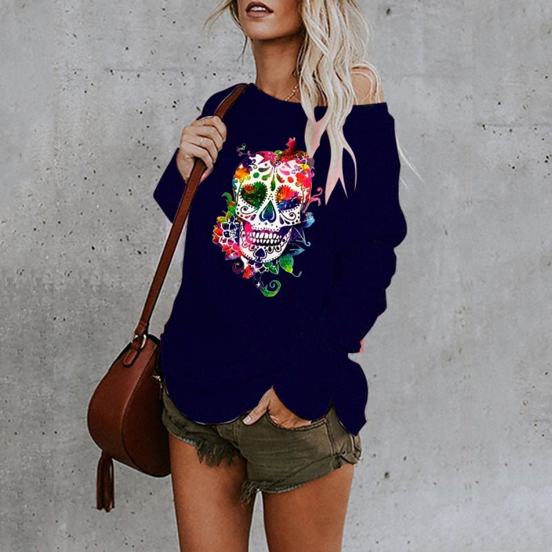 Skull long - sleeved top - ElegantAlpha®