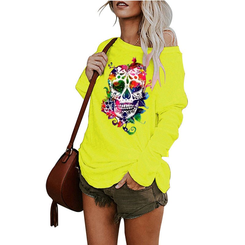 Skull long - sleeved top - ElegantAlpha®