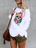 Skull long - sleeved top - ElegantAlpha®