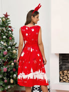 Sleeveless Christmas Print Dress - ElegantAlpha®