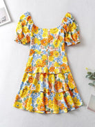 Slim Chest Tie Short Sleeve Printed Dress - ElegantAlpha®