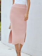 Slim split midi skirt solid color - ElegantAlpha®