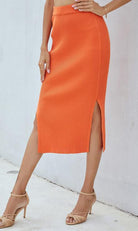 Slim split midi skirt solid color - ElegantAlpha®